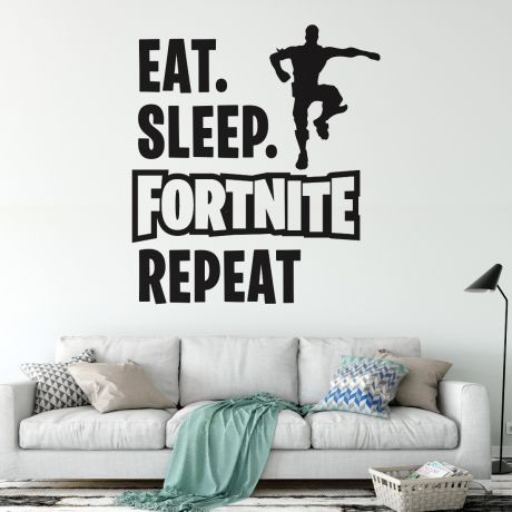 Eat Sleep Fortnite Repeat Gaming Room Vinyl Decal, Wall Stickers for Boys Gaming Room