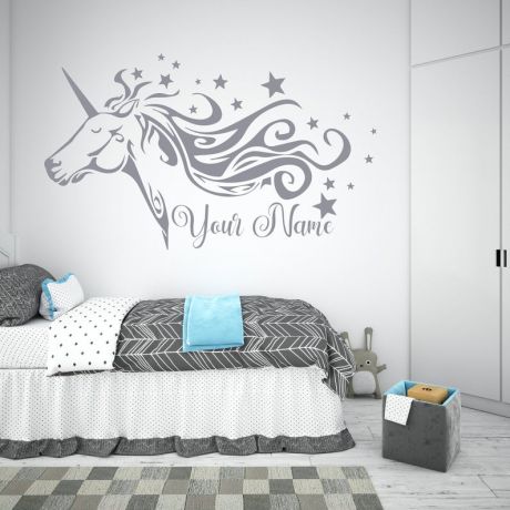 Customised Name Unicorn wall decal for Unicorn stickers unicorn girl room wall art sticker unicorn wall decal