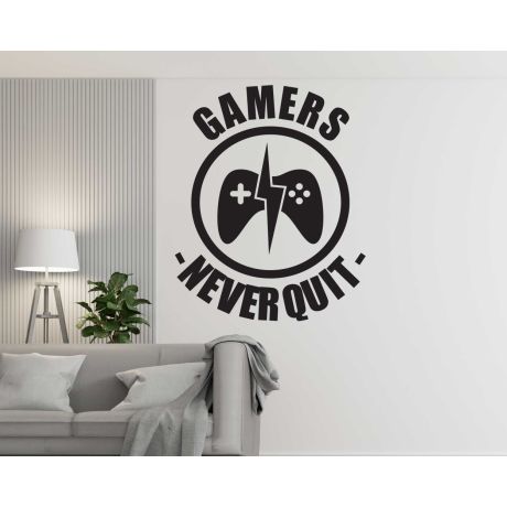 Gamers Never Quit Best Gaming Wall Stickers for Gaming Room Decoration