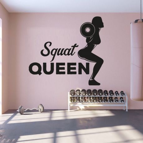 Squat Queen Fitness Room Wall Sticker Decal Art Bedroom Vinyl Wall Decals