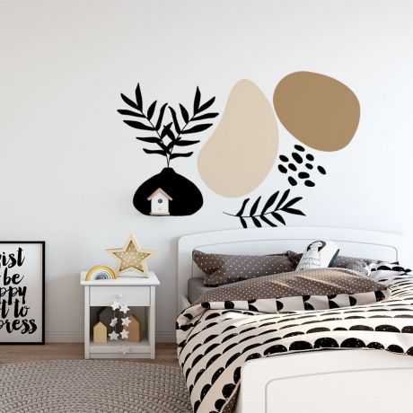 Abstract Boho Leaves Wall Decal Shapes Wall Sticker Scandinavian Decor