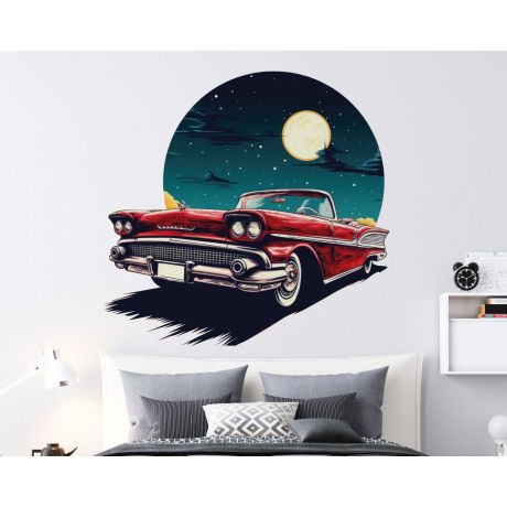 Best Beautiful Vintage Classic Car Illustration Wall Stickers