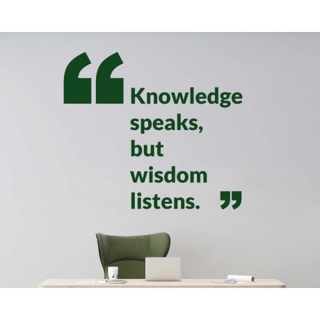 Knowledge Speaks, But Wisdom Listens Inspirational Quotes Wall Decals for Thoughtful Spaces