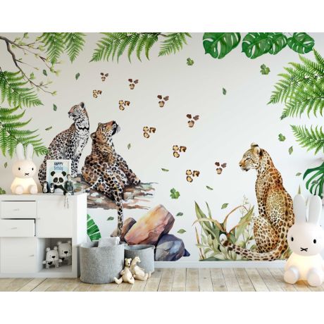 Best Beautiful Jungle Animals Group Cheetah Wall Stickers For Nursery Decor