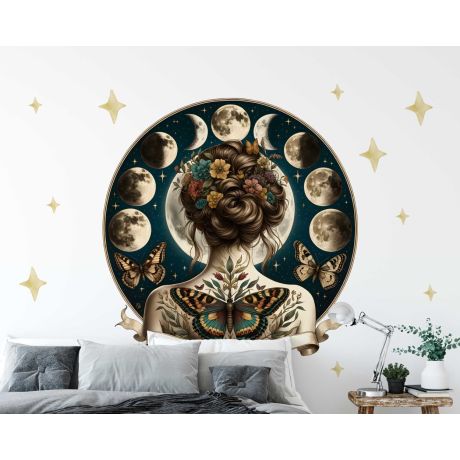 Best Beautiful Premium Quality Lunar Phases and Butterfly Designs Celestial Goddess Wall Stickers