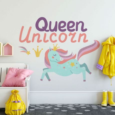 Unicorn Sleeping in Clouds Wall Decal, Unicorn Horn Wall Stickers, Kids Fantasy Unicorn Decals, Girls Bedroom Wall Art Cute Nursery Stickers