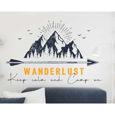 Wanderlust Keep Calm And Camp On Motivational Quote Decal For Traveller Room Decoration