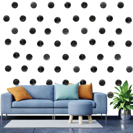 Set of 20 Black Marble Effect Polka Dots Wall Stickers, Marble Effect Pattern for kids room wall stickers