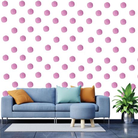 Set of 20 Pink Polka Dots Wall Stickers, Watercolour Effect Pattern for kids room wall stickers