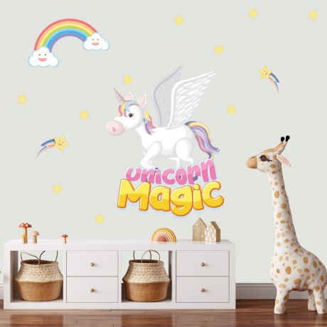 Unicorn Magic Wall Stickers Fantasy Girls Bedroom Wall Art