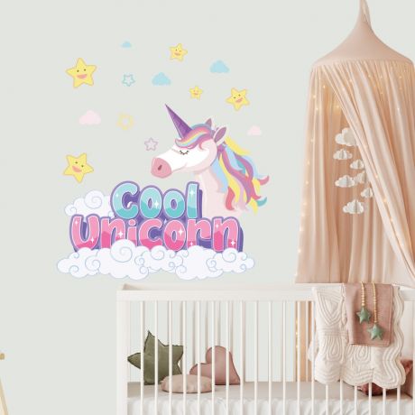 Cool Unicorn Wall Stickers Fantasy Girls Bedroom Wall Art