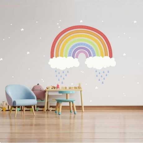 Rainbow wall stickers for Nursery, kids room Stars vinyl wall decals