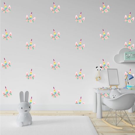 Set of 15 Multicolour unicorn Wall Decals, Pattern for kids room wall stickers