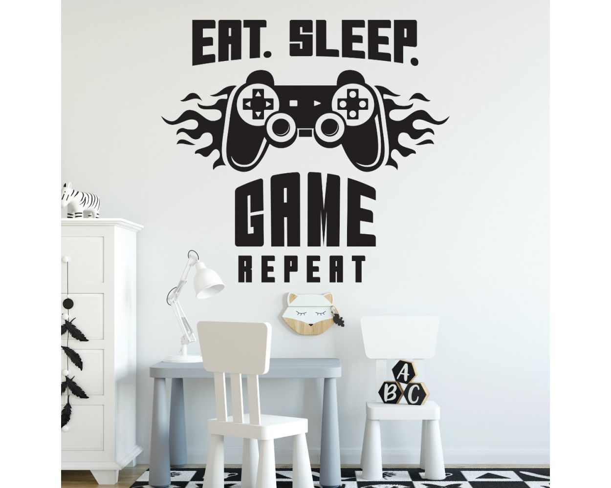 Gamer Wall Decal Eat Sleep Game Controller Video Game Wall Sticker