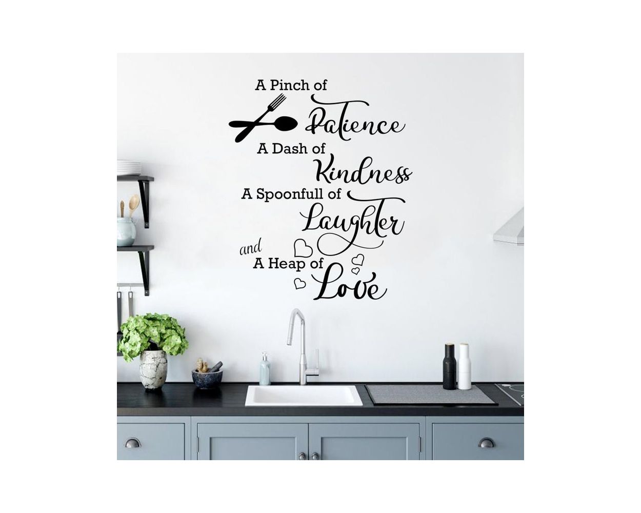 A Pinch Of Patience A Dash Of Kindness Kitchen Wall Sticker - Kitchen Wall  Quote Decal