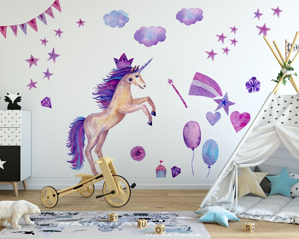 Unicorn Kids Room Decoration, Cute Unicorn Wall Stickers ...