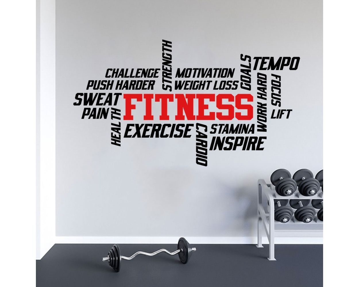 Fitness Quotes Home Gym Wall Stickers, Motivational Gym Vinyl Wall Sticker,  Gym Room Wall Decals