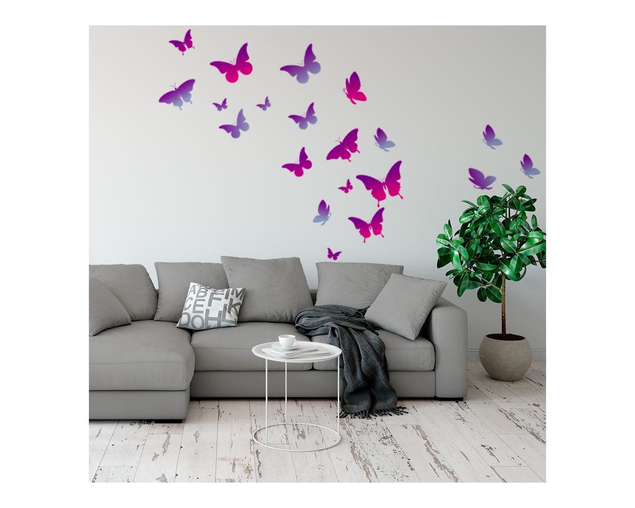 Set of 20 Purple Pink Wall for kids room stickers wall Butterfly & Stickers Pattern